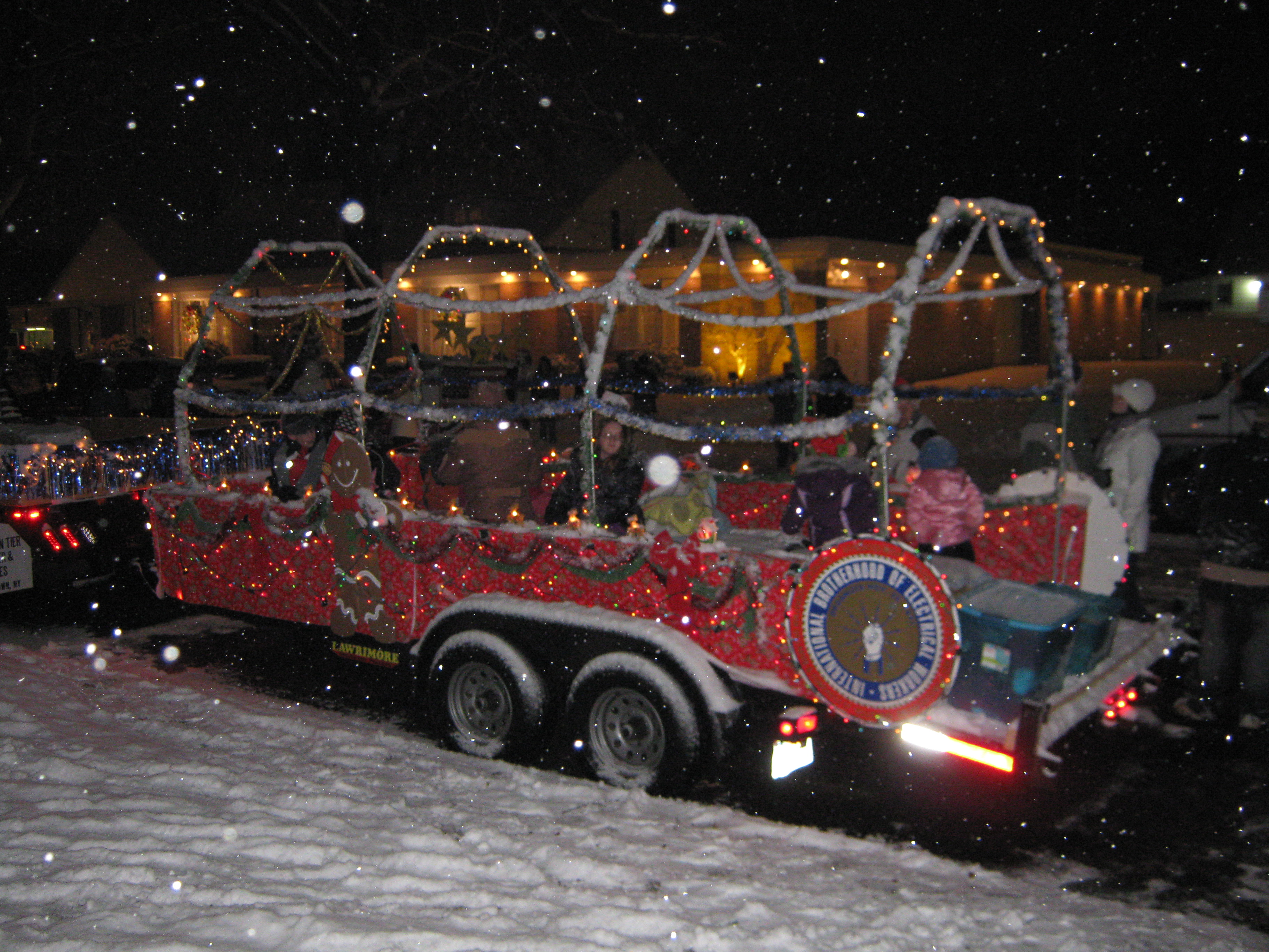 IBEW Local 106 Participates In Jamestown’s Annual Christmas Parade/Apprentices Build Holiday Float Featuring Multi-Colored Lights And Gingerbread Men That Joins 200 Others Who Took Part In “Wild World Of Christmas Celebration” In The Southern Tier